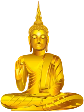 a golden buddha statue on a white background
