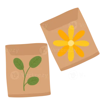 two brown paper bags with yellow flowers on them