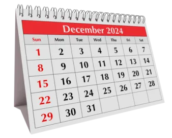 a calendar with the word december on it