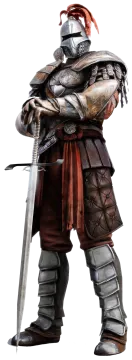 a man in armor holding a sword