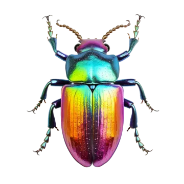 a colorful beetle on a white background