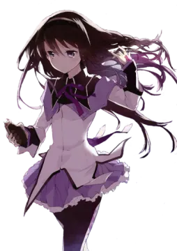 an anime girl with long hair and a purple dress