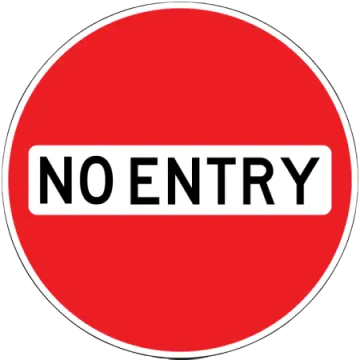 a red and white sign with the word no entry