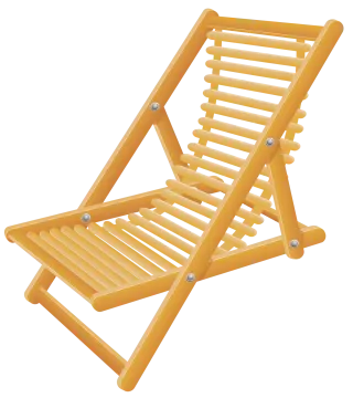 a yellow wooden deck chair