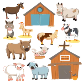 a set of farm animals