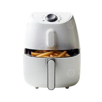 a white air fryer with french fries in it