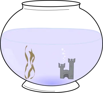 a fish in a bowl with a castle in it