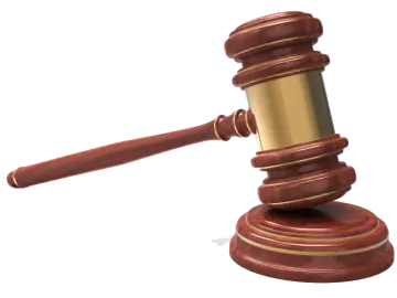 a wooden judge's gavette on a white background