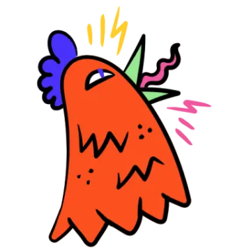 a drawing of a red bell with a blue bow