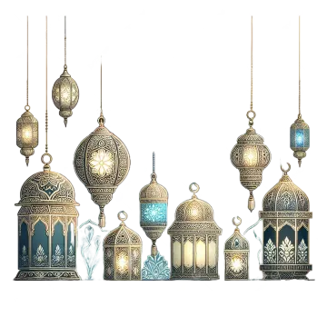 a set of arabic lanterns hanging from the ceiling