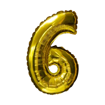 gold number 6 balloon