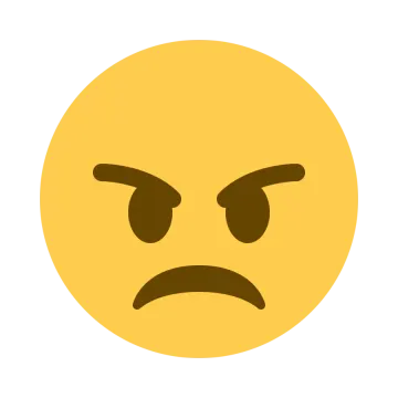 a yellow smiley face with an angry expression