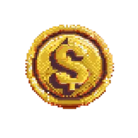 a gold coin with a dollar sign on it