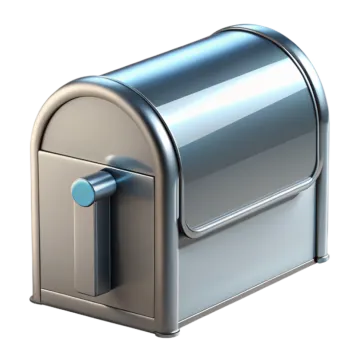 a silver mailbox on a white background