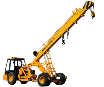 a yellow crane on a white background