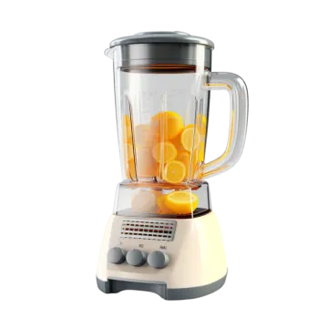 a blender with oranges in it
