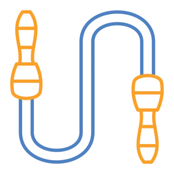 a blue and orange line drawing of a hook