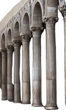 an ancient building with columns and pillars