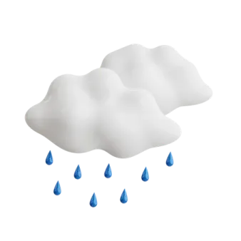 a white cloud with blue rain drops