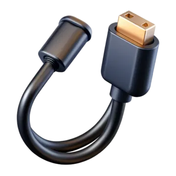 an image of a black and gold charging cable