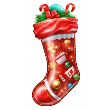 a red christmas stocking with decorations on it