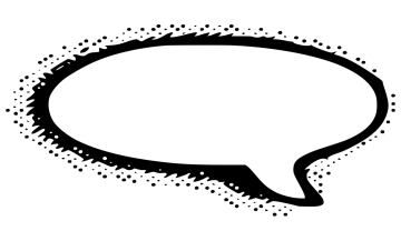 a black and white speech bubble