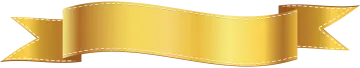 a gold ribbon with white stitching