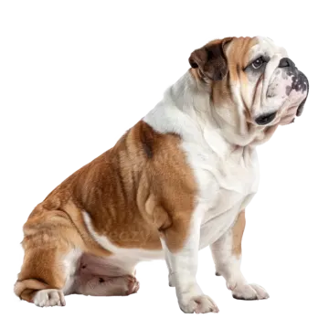 a small brown and white dog sitting down
