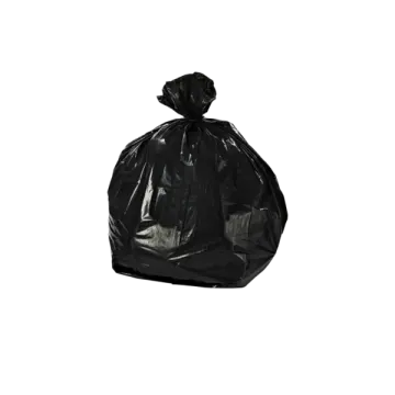 a black trash bag on a white background