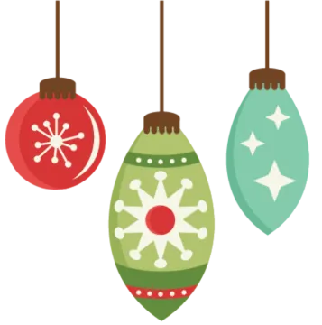 three christmas ornaments hanging from the ceiling