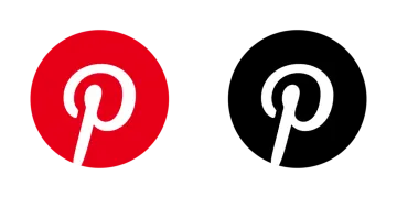 a black and red pin on a white background
