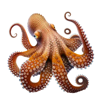 an octopus with tentacles on it's back