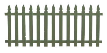 a green picket fence on a white background