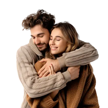 a man and woman hugging