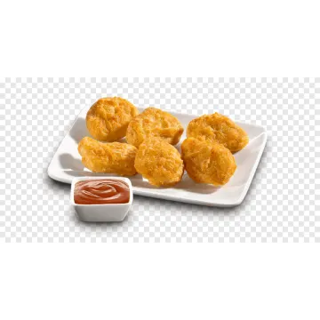 fried chicken nus on a plate with sauce