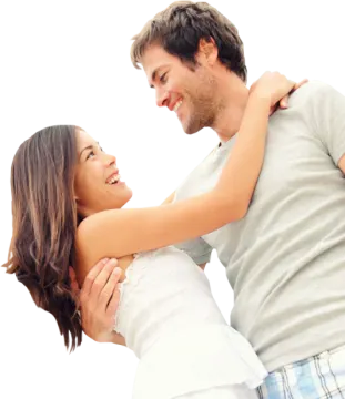 a man holding a woman's back