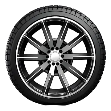 a black wheel on a white background