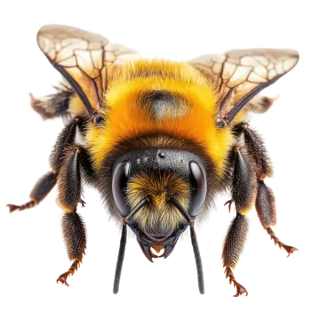 a close up of a bee's head