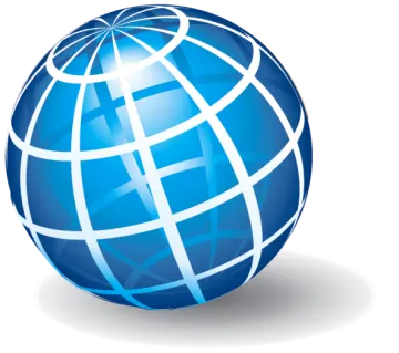 a blue globe with white lines around it