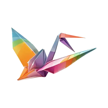 a colorful origa bird on a white background