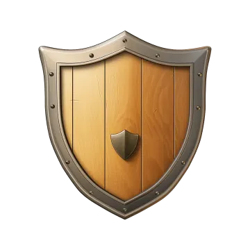 a wooden shield on a white background