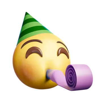 a yellow ball with a green and purple hat on it