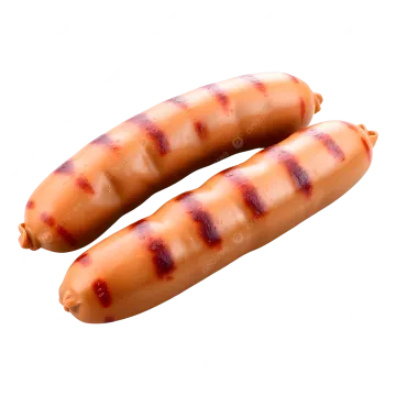 two sausages on a white background