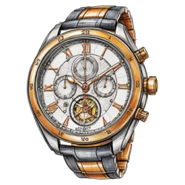 a watch with a white dial and brown leather strap
