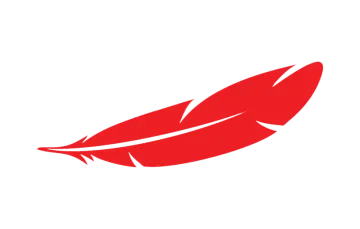 a red feather on a white background