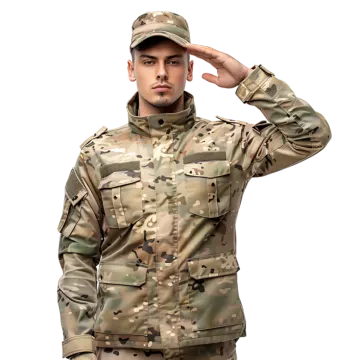 a man in a military uniform sal his hat