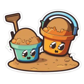 two buckets and shovel sticker