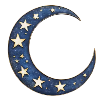 a crescent with stars on it