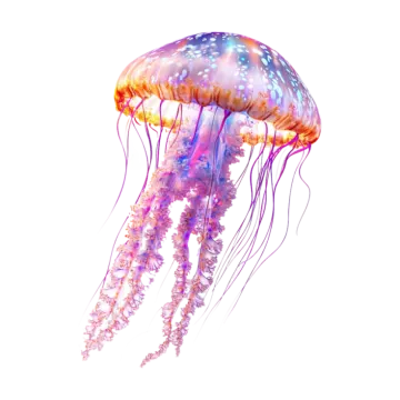 a colorful jellyfish on a white background