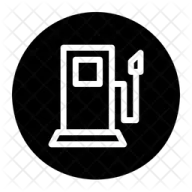 a black and white icon of a gas station
